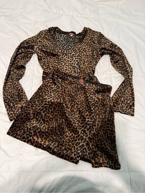 Hot Kiss Y2K Leopard Print velour mini skirt set